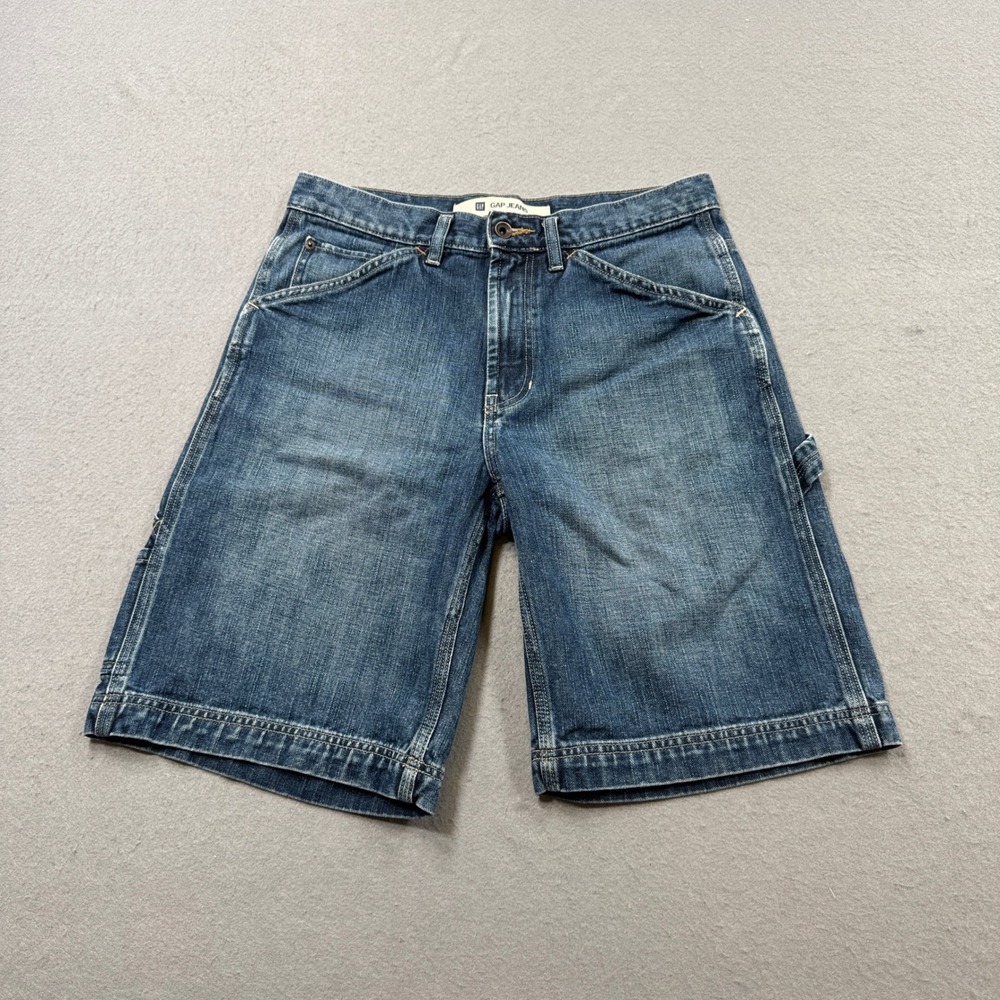 Gap Carpenter Shorts Men's 31 Blue Denim Medium Wash Relaxed Fit Workwear Cotton